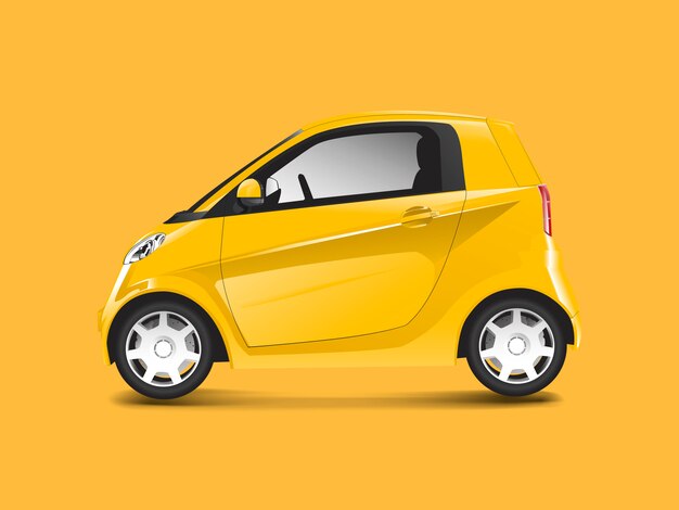 Vector amarillo compacto coche híbrido