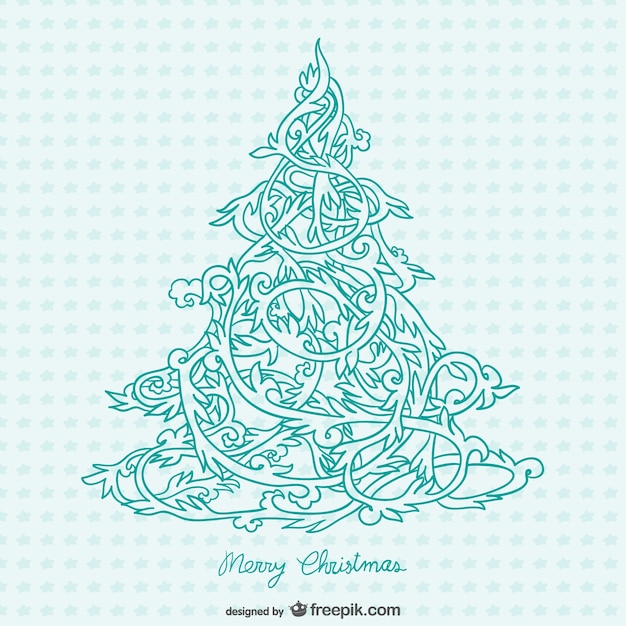 Vector gratuito vector con árbol de navidad ornamental