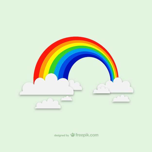 Vector arcoíris con nubes