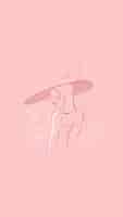 Vector gratuito vector de arte de línea femenina rosa