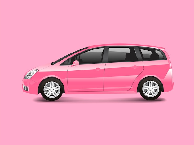 Vector gratuito vector de automóvil monovolumen rosa mpv