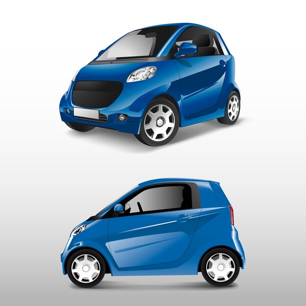 Vector azul compacto coche híbrido