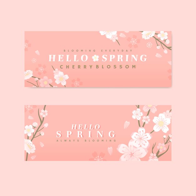 Vector de bandera de flor de cerezo rosa