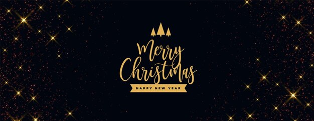 Vector de banderas negras de oro y brillantes de felices fiestas de Navidad