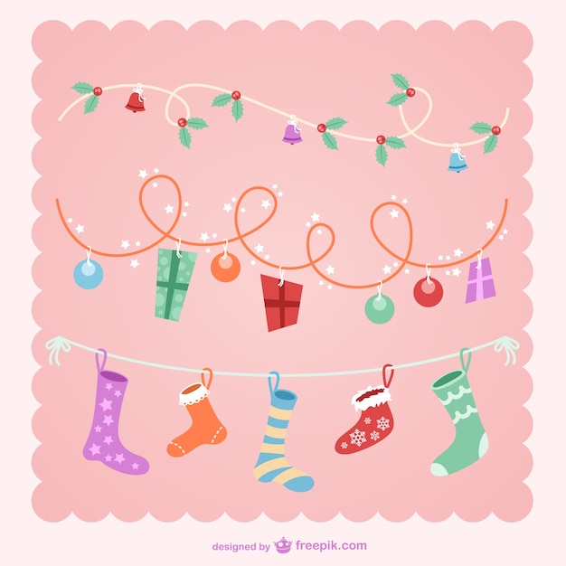 Vector de banderines de Navidad vintage