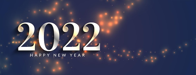 Vector gratuito vector de banner de celebración de feliz año nuevo 2022 brillante brillante