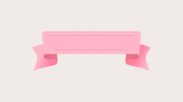 Vector de banner de cinta rosa, diseño gráfico plano de etiqueta decorativa