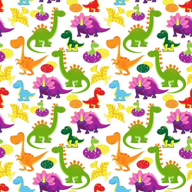 vector, bebé, dinosaurios, seamless, patrón, niños, plano de fondo