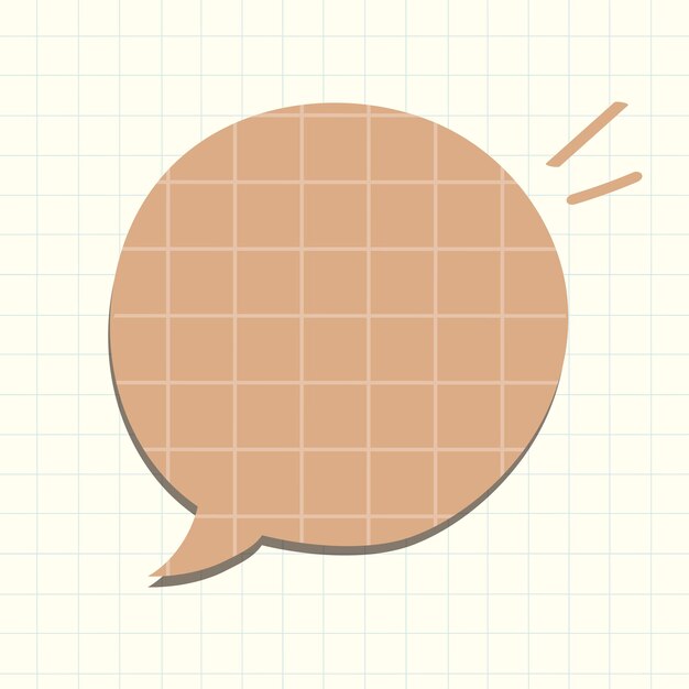Vector de burbujas de discurso en estilo de patrón de papel marrón de cuadrícula