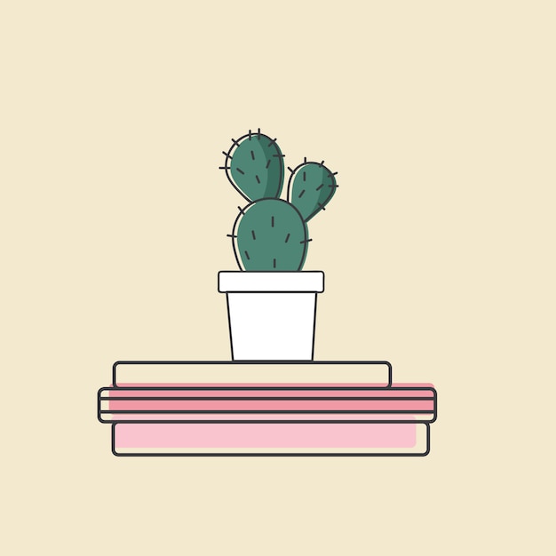 Vector gratuito vector de cactus en libros