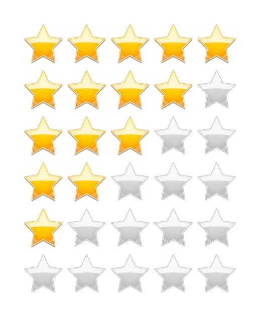 Vector de calificación 5 estrellas aislado en blanco