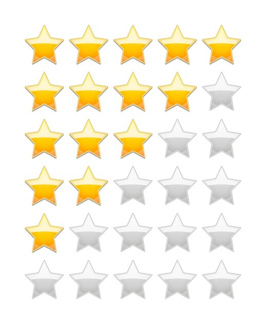 Vector de calificación 5 estrellas aislado en blanco