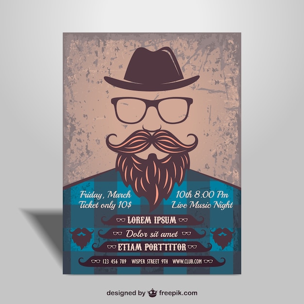 Vector gratuito vector cartel para fiesta estilo hipster