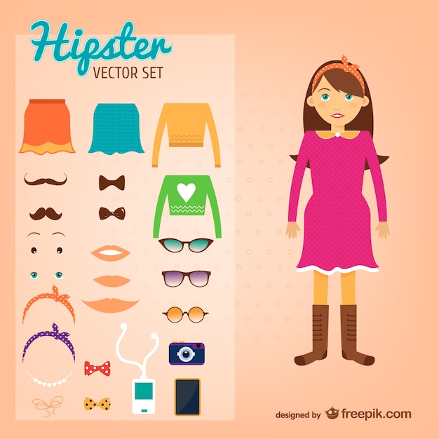 Vector gratuito vector chica hipster