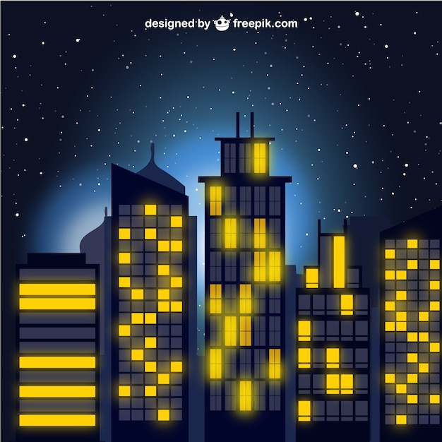 Vector ciudad por la noche