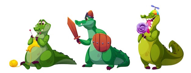 El vector del cocodrilo es una mascota feliz.