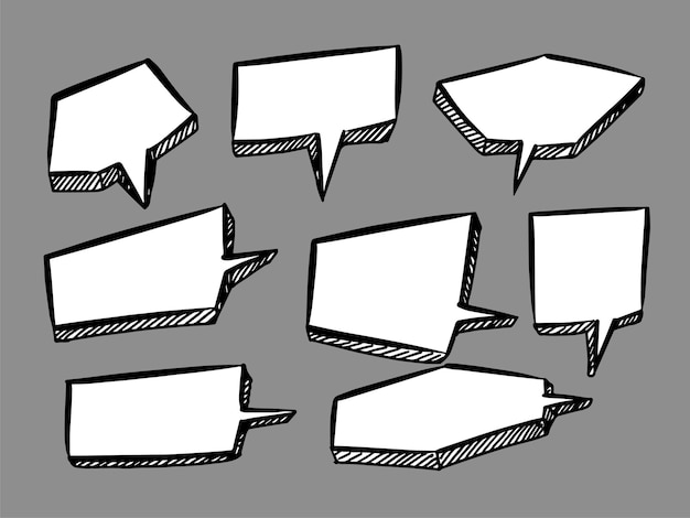 Vector de colección de cuadro de chat de arte de línea de estilo de doodle dibujado a mano moderno