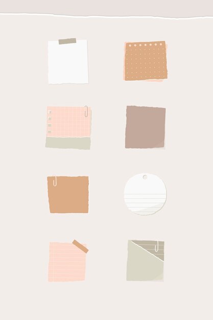 Vector de colección de notas de papel colorido