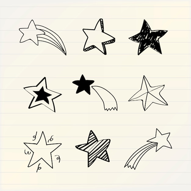 Vector gratuito vector de colección de varias estrellas doodle