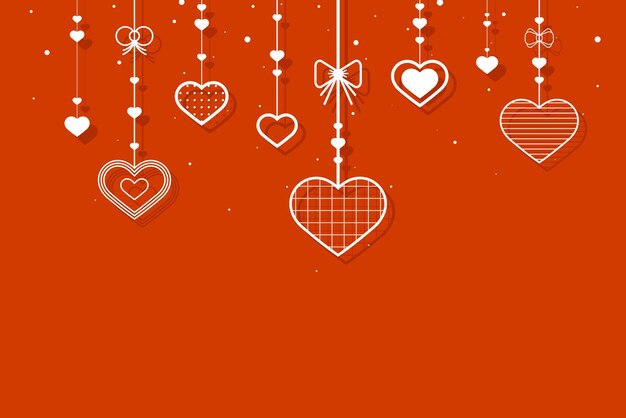 Vector colgando corazones fondo festivo naranja