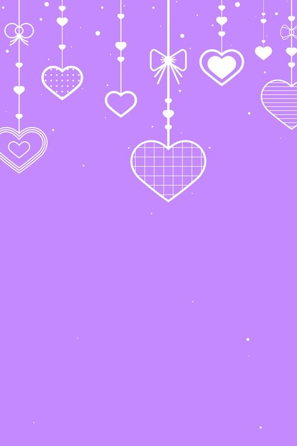 Vector colgando corazones fondo púrpura