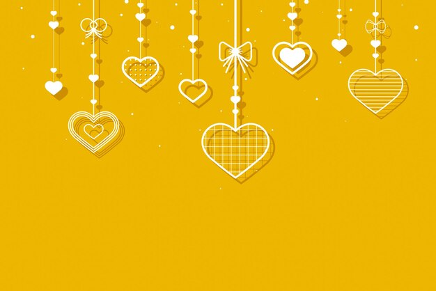 Vector colgante corazones fondo amarillo