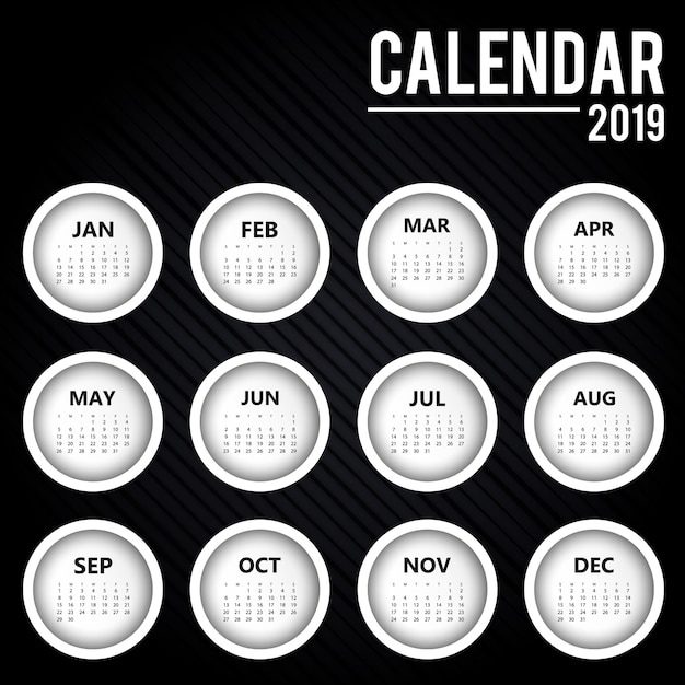 Vector colorido 2019 diseño de calendario