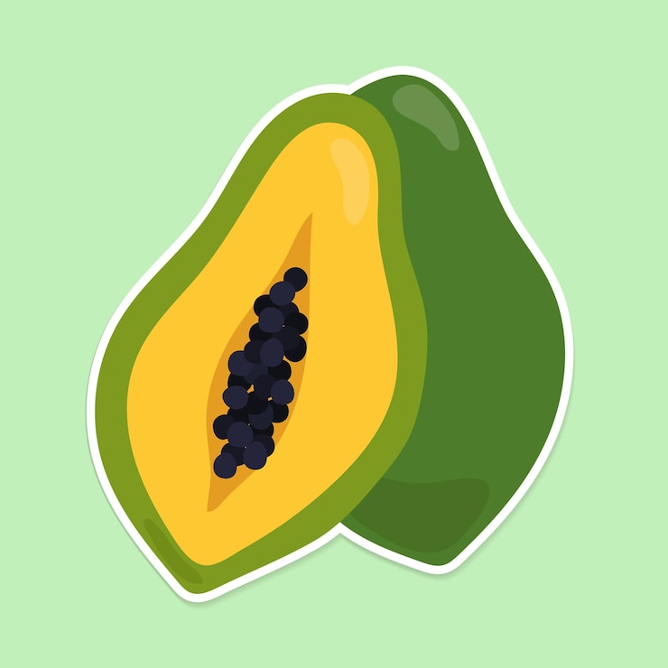 Vector gratuito vector colorido papaya fruta pegatina clipart