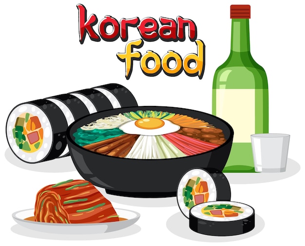 vector de comida tradicional coreana