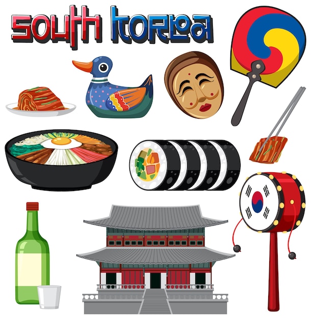 vector de comida tradicional coreana