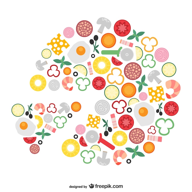 Vector gratuito vector conceptual de ingredientes de pizza