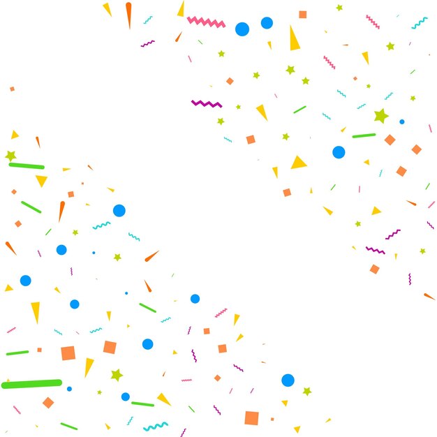 Vector de confeti colorido Ilustración festiva de confeti brillante que cae aislado sobre fondo blanco transparente Elemento de oropel decorativo de vacaciones para el diseño