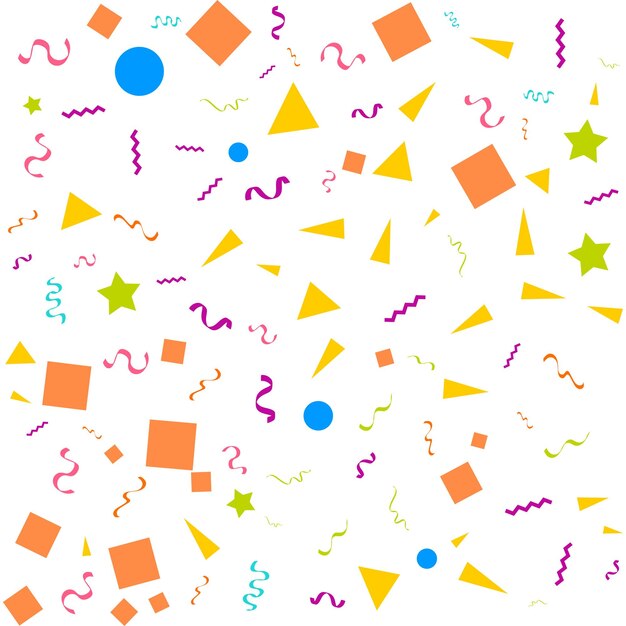 Vector de confeti colorido Ilustración festiva de confeti brillante que cae aislado sobre fondo blanco transparente Elemento de oropel decorativo de vacaciones para el diseño