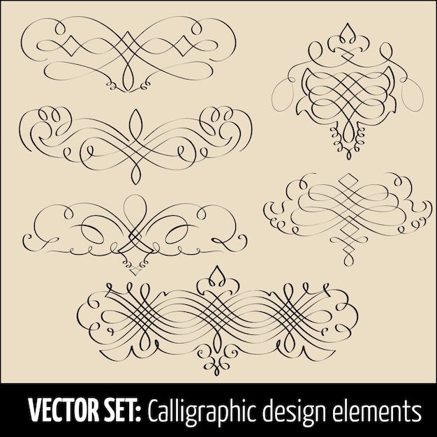 Vector gratuito vector conjunto de caligrafía y elementos de diseño de decoración de página. elementos elegantes para su diseño.