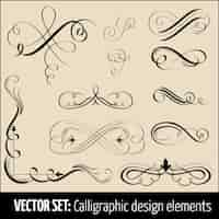 Vector gratuito vector conjunto de caligrafía y elementos de diseño de decoración de página. elementos elegantes para su diseño.