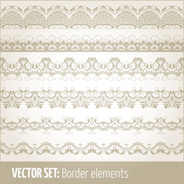 Vector conjunto de elementos de borde y elementos de decoración de página. Patrones de elementos de decoración de borde. Ilustraciones de vectores de fronteras étnicas.