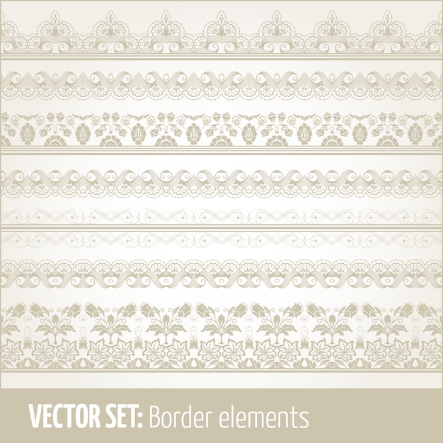 Vector conjunto de elementos de frontera y elementos de decoración de página. elementos decorativos de la frontera patrones. fronteras étnicas ilustraciones vectoriales.