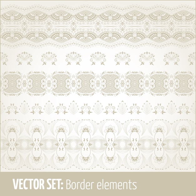 Vector conjunto de elementos de frontera y elementos de decoración de página. Elementos decorativos de la frontera patrones. Fronteras étnicas ilustraciones vectoriales.