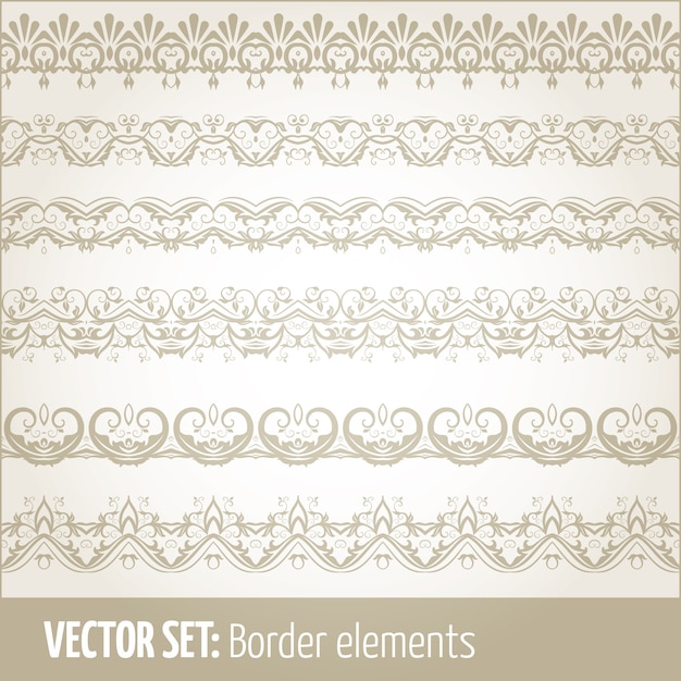 Vector conjunto de elementos de frontera y elementos de decoración de página. Elementos decorativos de la frontera patrones. Fronteras étnicas ilustraciones vectoriales.