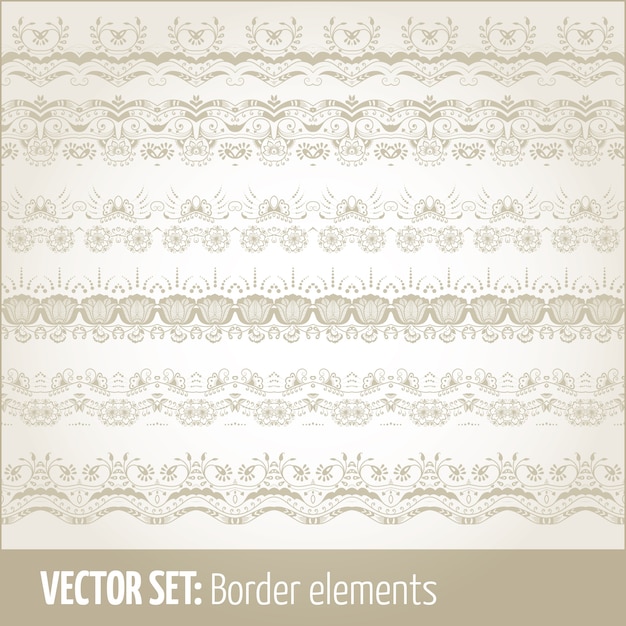 Vector conjunto de elementos de frontera y elementos de decoración de página. Elementos decorativos de la frontera patrones. Fronteras étnicas ilustraciones vectoriales.