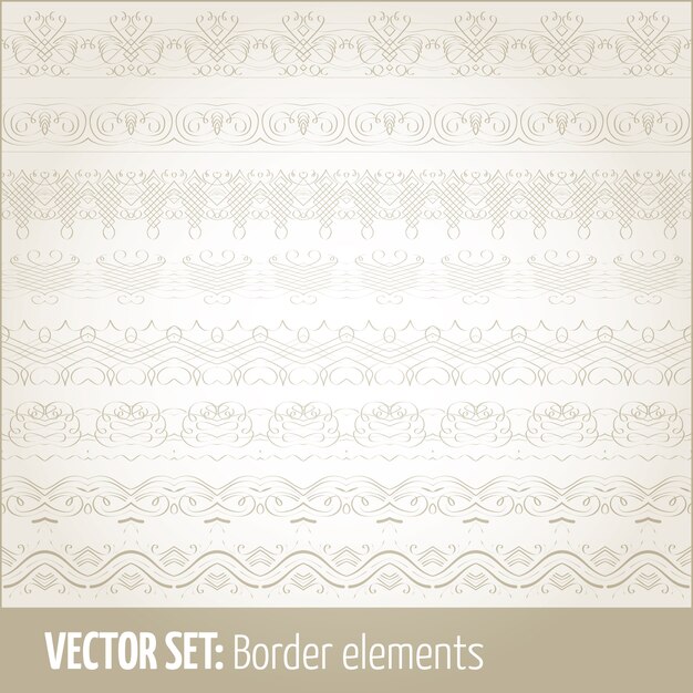Vector conjunto de elementos de frontera y elementos de decoración de página. Elementos decorativos de la frontera patrones. Fronteras étnicas ilustraciones vectoriales.