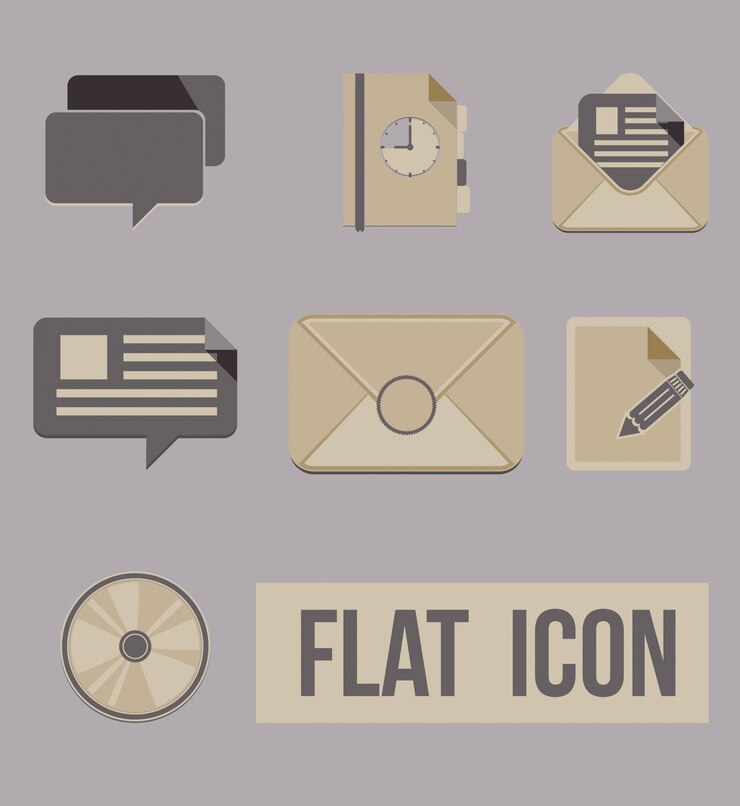 Vector gratuito vector conjunto de iconos de los modos de mensaje. plano