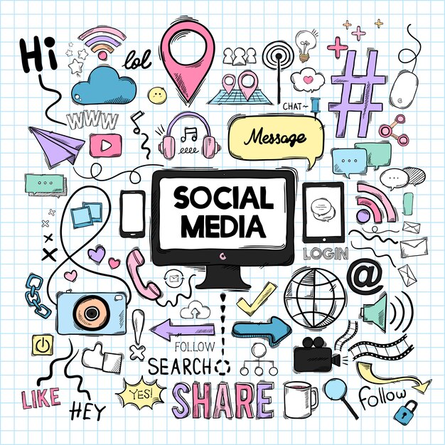 Vector conjunto de iconos de redes sociales