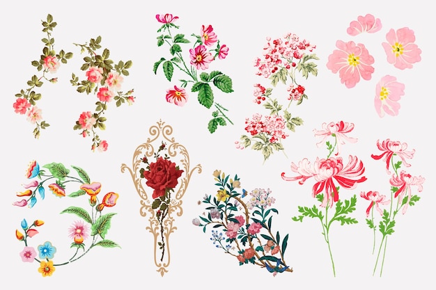 Vector conjunto de imágenes prediseñadas de flores de colores | Vector Gratis Vector conjunto de imágenes prediseñadas de flores de colores | Vector Gratis