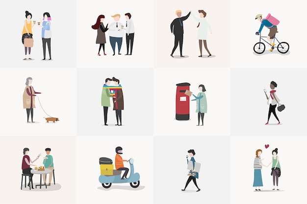 Vector conjunto de personas ilustradas