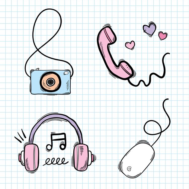 Vector conjunto de vectores de doodle de redes sociales