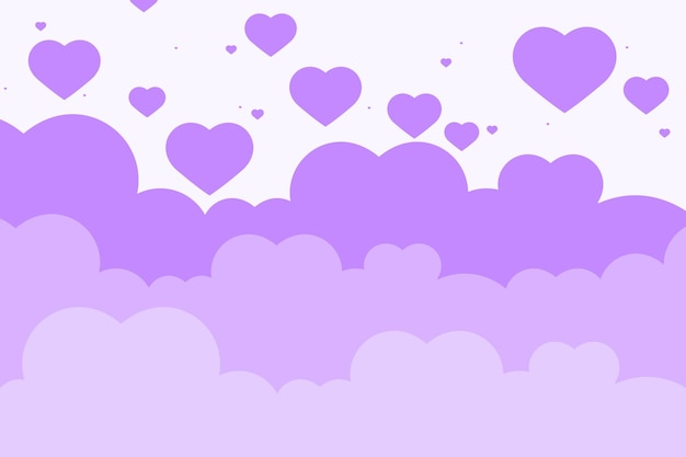 Vector gratuito vector corazón pastel púrpura fondo nube patrón