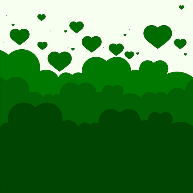 Vector corazón sobre fondo verde nube