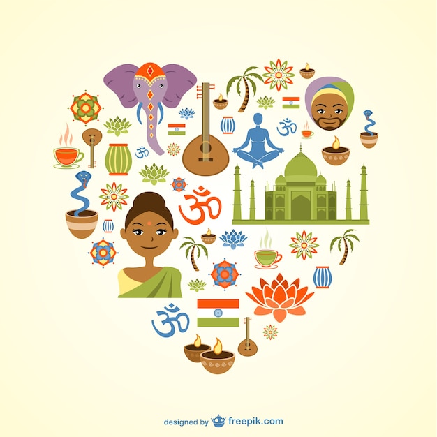 Vector de corazón temático de India