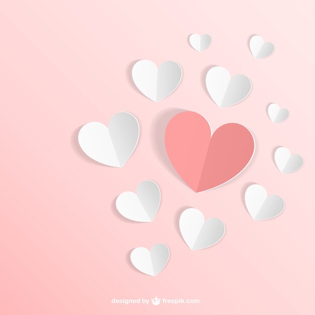 Vector con corazones de papel